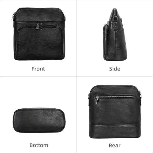 Image of Iswee Leather Crossbody Bags for Women Multi Pockets Medium Shoulder Bag Lightweight Functional Travel Purse