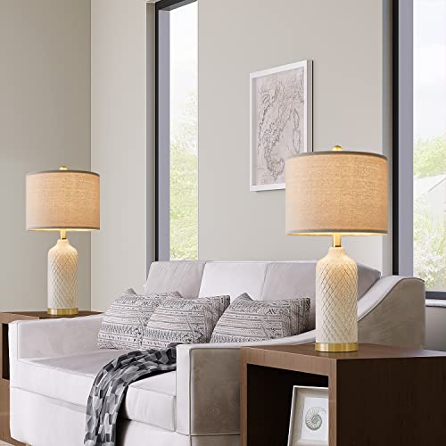 G-Safava 24.25 Inch Modern Ceramic Table Lamp Set Of 2 For Bedroom Living Room Bedside Lamps For Nightstand #TOP2