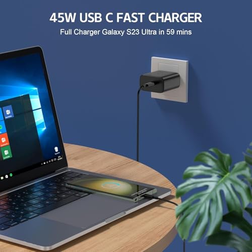 Image of 45W Type C Charger with C to C Cable Compatible with Samsung Galaxy Tab S10 Fe+ /S10 fe /S10+ /Ultra /S9 Ultra / S8 /S7 /A8 /A9+ /S9 fe+ /S9 fe /A9 /S6 Lite /A7 /All Tablet Support 45 w Super Fast /Black