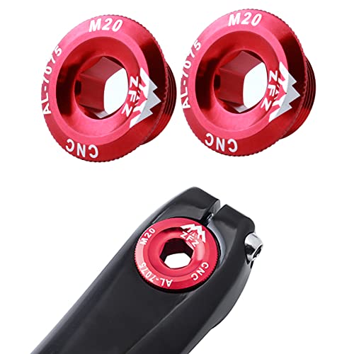 Seonfook 2Pcs M20 Bicycle Crankset Cover Screws Nuts Aluminum Alloy Crank Screw Crank Cover Screw Cap Mtb Bike Crank Arm Fixing Bolt (Red) #TOP4