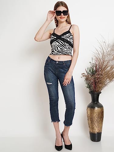 Image of POPWINGS Women Casual Black Rib Keyhole Crop Top
