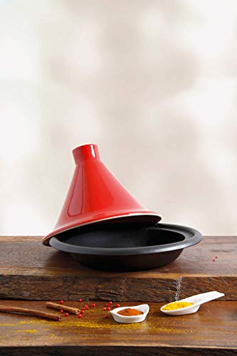 Tradifonte 509833 Tajine, Stahlguss, Deckel Steingut, Rot - 31 cm - Image 4