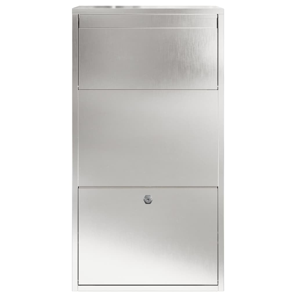 vidaXL Caja de Entrega de Paquetes con Puerta Plateado 44 x 22 x 82 cm, Buzón Elegante para jardín y terraza, Materiales Resistentes al Agua, Guarda Tus Paquetes a Salvo
