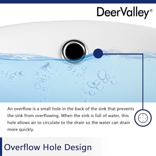 DeerValley Oval Undermount Bathroom Sink White Ceramic Overflow 17"x13" by DeerValley - Image 4