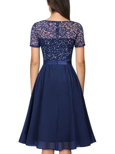 MISSMAY Women's Elegant Style Sequin Lace A-Line Cocktail Party Dress - Image 3