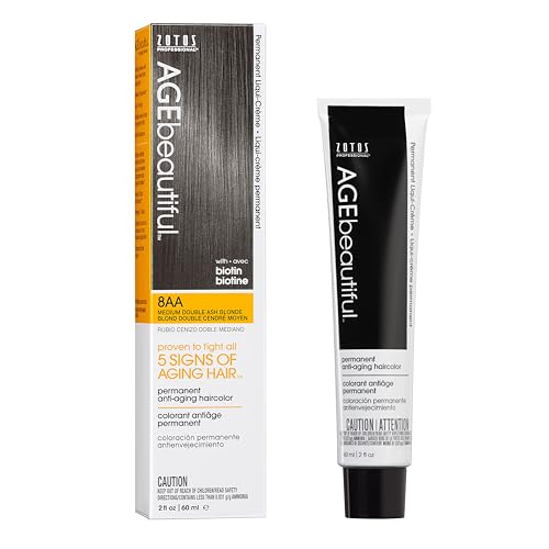 Image of AGE beautiful Permanent Hair Color Cream, 100% Gray Coverage Hair Dye with Biotin Anti-Aging Formula for Fuller, Thicker Hair, Professional Salon Quality