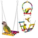 3 Pack Budgie Toys, Cockatiel Toys Bird Toy, Colorful Wooden Budgie Swing, for Chewing, Climbing, and Hanging in Bird Cages - Ideal for Parakeet, Cockatiel, Lovebird 3 Pack Budgie Toys, Cockatiel Toys Bird Toy, Colorful Wooden Budgie Swing, for Chewing, Climbing, and Hanging in Bird Cages - Ideal for Parakeet, Cockatiel, Lovebird