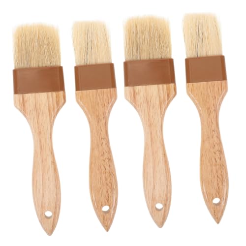 Cabilock 4Pcs Basting Brush Wooden Handle Pastry Brush for Sauce Cooking Baking Versatile Basting Brush for Outdoor Picnics Grilling Roasting Includes