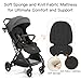 Gromast Gravity Folding Baby Stroller - Portable Travel Toddler Stroller w/Adjustable Backrest, Canopy, Footmuff & Cup Holder, Lightweight and UV Protected, One-Hand Automatic Folding - Dark Gray