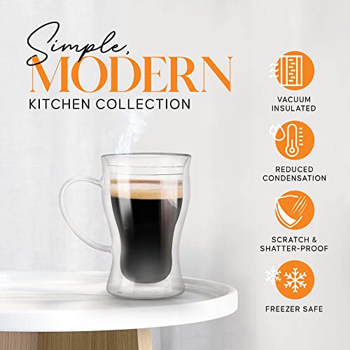 Kitchables Double Wall Glass Coffee Mugs Set Of 2, 16Oz With Handle Insulated Glass Coffee Mug Without Handle, Clear Coffee Mugs, Tasas Transparente Para Café Bonitas #TOP4