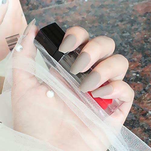 3 Boxes (72 Pcs) Matte Coffin Press on Nails - Acrylic Medium Length False Nails Set Artificial Acrylic Nails Resin Fake Fashion Nail Art Design Manicure Set