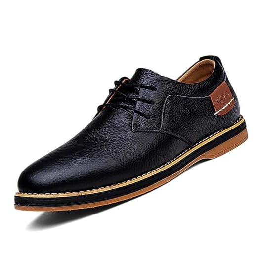 Sapato masculino de couro legítimo, costurado à mão, Oxfords, moderno, bico liso, cadarço, cano baixo, formal, escritório, Derby, sapatos diários, antiderrapante, sola macia, sapatos casuais, Preto