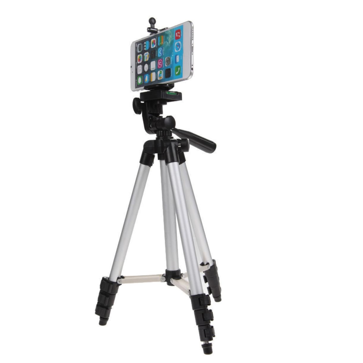 Treppiede Portatile per Telefono e Fotocamera con Testa 360° | Regolazione a 4 Snodi, Gambe a 3 Sezioni, Filetto 1/4", Lega di Alluminio e Abs, Argento