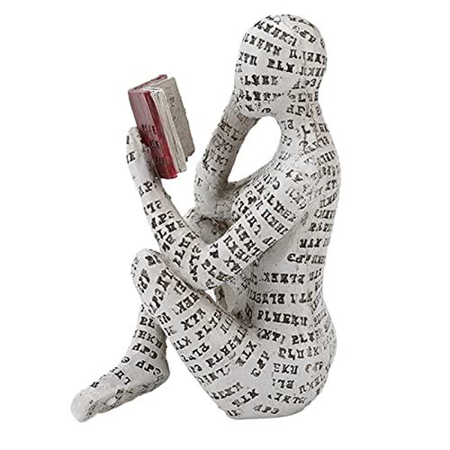 Ghzste Nordic Modern Reading Woman Statue,Resin Reading Woman Figurine, Pulp Molding Lady Reading Bookshelf Ornament - Image 2