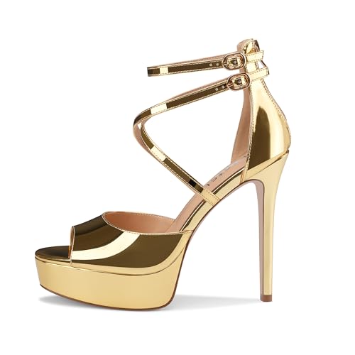 Women's Platform Stiletto High Heels Peep Open Toe Crisscross Stilettos Strappy Sandals Heeled Spring Summer Sandals for Ladies Comfy 5 Inch2