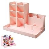 Organisateur de Bureau, Organisateur de Bureau Enfant, Support de Stockage de Stylo, Pot à Crayons de Bureau, Idéal pour la Maison, le Bureau et l'École (Rose)