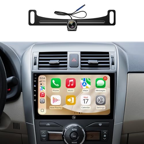 QLED Linux Car Stereo for Toyota Corolla 2008-2013 Fast Boot Wireless CarPlay & Android Auto Touch Screen Radio Dash Kit Replacement with AHD 1080P Backup Camera Bluetooth SWC AM/FM