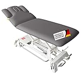 Hochwertige 2 Zonen Massageliege mit elektrischer Höhenverstellung von ca. 50 cm bis 95,5 cm. Die stufenlose Höhenverstellung lässt sich kinderleicht per Knopfdruck mit der Handschaltung oder mit der Rahmen-Fuß-Rundumschaltung betätigen