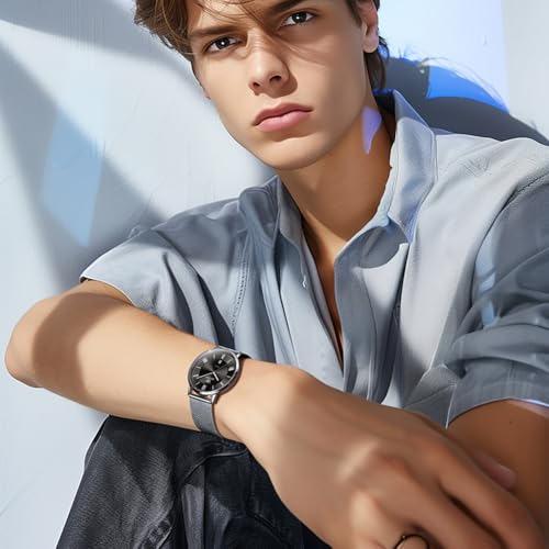 Image of OLEVS Watches for Men Analog Quartz Fashion Dress Analog Quartz Minimalist Simple Slim Thin Stainless Steel Mesh Strap Waterproof Date Mens Watches