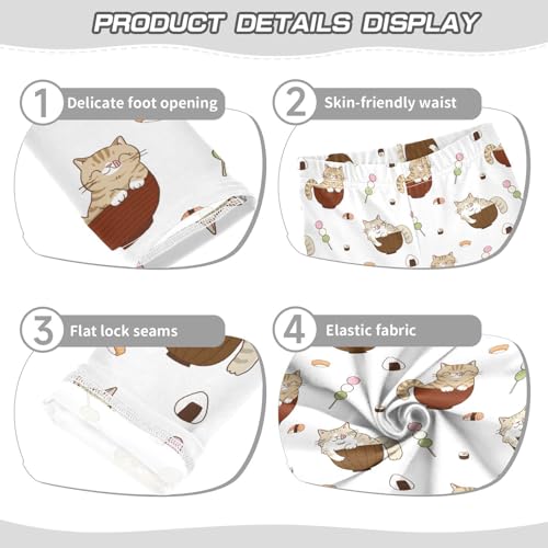 Girls Leggings Cute Cat in Rice Bowl Toddler Girls Clothes Leggings for Girls Toddler Girls Leggings 3-4T3