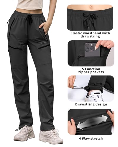 Womens Hiking Pants Quick Dry Tall Insteam 30"/32"/34"/36" Water Resistant Lightweight Cargo Pants with 5 Pockets4