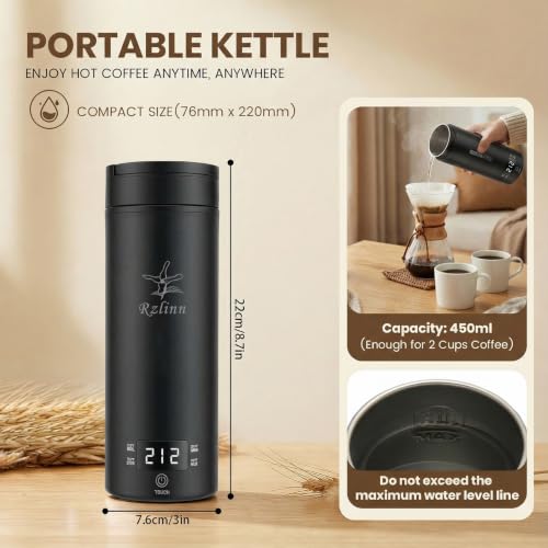 Image of Portable Electric Kettle For Travel, 120V, 450ml, 4 Temperature Control