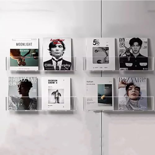 JvFbjLF Revistero de Pared Transparente, Estante for catálogos comerciales, Estante for Guardar Libros en el Dormitorio, la Sala de Estar y la Oficina