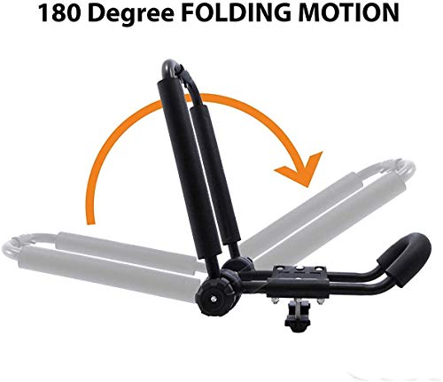 DrSportsUSA 2 Pairs Universal Foldable J-Bar Kayak Rack Folding Car Roof Top Carrier for Canoe, SUP, Kayaks, Surfboard and Ski Board Rooftop Mount on SUV, Car and Truck