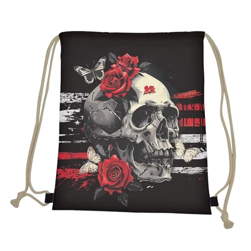 Halloween Skull Pattern Drawstring Bag Cinch Sacks String Backpack for Traveling,Gym, Yoga Outdoor Sports Shoulder Bag for Men Women3
