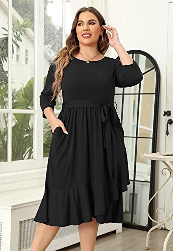Image of TASHVIKA'S Women's Plus Size Flowy Wrap Ruffle Maxi Dress