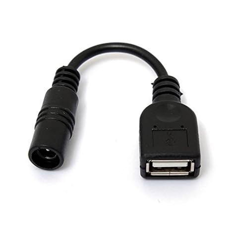 CentIoT – USB 2.0 Type A FEMALE -to- Male DC Power Jack 5.5 x 2.1 mm – Connector Adapter Converter cable