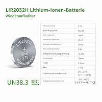 EEMB LIR2032H 3,7V 70mAh wiederaufl. Knopfzelle 4Stk – Ansicht 2