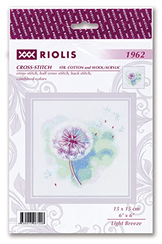 Image of RIOLIS - Light Breeze 1962, Floral Cross Stitch Kits 6 inchx6 inch, Cross Stitch Kits for Beginners & Advanced, Crossstitching Kits Adult, Counted Stitching Kits, Flowers Embroidery Kit