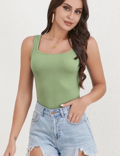 Image of BQTQ 5 Pcs Women's Square Neck Tank Tops Sleeveless Undershirt Basic Tanks
