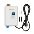 lianfengymx 3000W Tankless Water Heater 110V, Digital Display White, Instant Hot Water for Kitchen Bathroom RV, Vertical Mount with 304 Stainless Steel