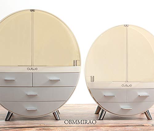 Image of Elegant Dustproof Makeup Storage Organizer Box, Waterproof Medium Cosmetics Organizer Storage with Drawers Skincare Cosmetic Display Cases for Countertop Bathroom Dresser Dedroom