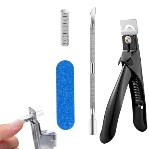 CFEWV 1 Set Tagliaunghie Professionali Taglia Tip Unghie, Con 10Pcs Misuratore Magnetico Per In Gel, Trimmer Tagliapunte Per Manicure E Unghie Artificiali. (Nero,A)