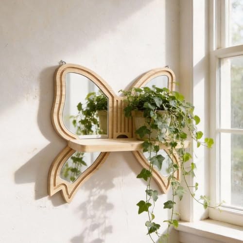 Étagère murale en bois arc miroir pour optimiser petit espace mur