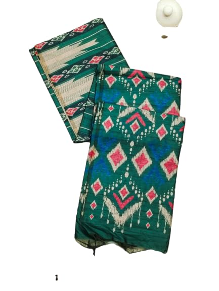 SATIKA VASTRAM Tussar Silk Saree Beautiful Floral Print Pattern And Designer Printed Pallu Attach Blouse Piece