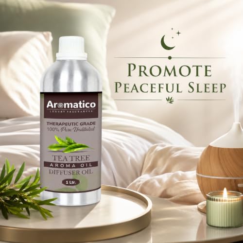 Image of AROMATICO Tea Tree Diffuser Oil with Strong, Long-Lasting Aroma. Premium Aroma Oil for Homes, Offices & Showrooms. Aromatherapy, Diffusers, Air Purifiers, Vaporizers - 1 L (1000 ml)
