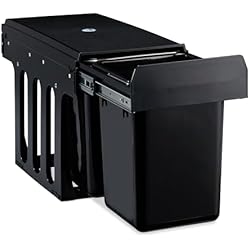 Mueble Basura Bajo Fregadero Relaxdays Cubo de Basura 2 Compartimentos, Papelera Cocina Extraíble Bajo Fregadero, 2x8 Litros, 35x25,5x47,5 cm, Negro