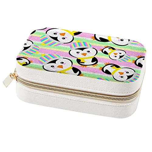 Organiseur de bijoux de voyage mignon style pingouin avec compartiments pour bagues et filles