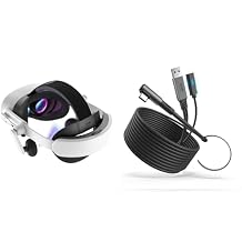 KIWI design Audio Head Strap with Battery for Meta/Oculus Quest 3/3S, K4 Duo DualFast Charging Headset and 16FT Charging Link Cable