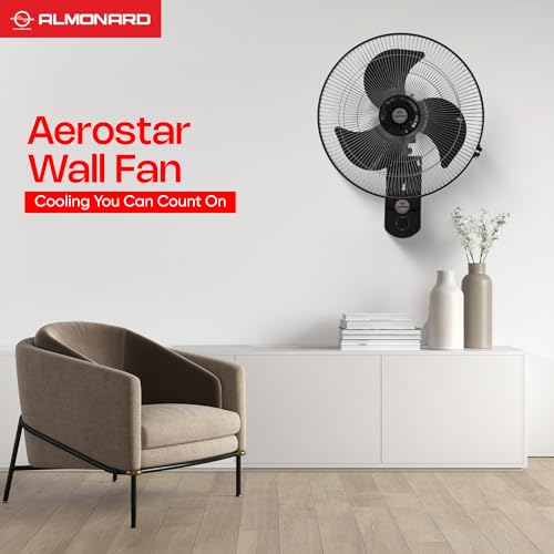 Image of Almonard AEROSTAR 450mm (18 inch) Wall Fan | High-Performance Motor with Overheat Protection, Aerodynamic Blades, 100% Copper Winding, 3-Speed Pull Cord Control & 2-Year Warranty