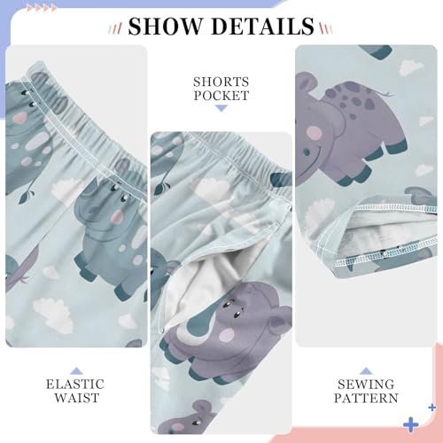 ALAZA Cute Rhinoceros Pajamas Bottoms with Pockets Comfy Pjs Sleepwear Elastic Waistband Pajamas Pants Lounge Pants for 6-14 Years4