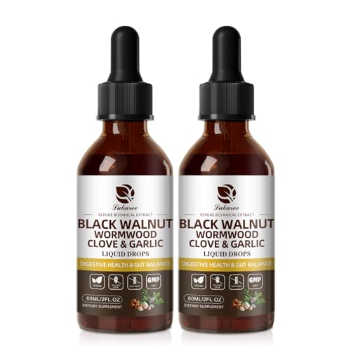 Image of Lukaree Wormwood Black Walnut Clove Cleanse for Humans Tincture - Rapid Gut Detox & Digestive Health with Garlic Pumpkin Seeds Soursop Oregano, 10:1 Ultra-Concentrated Liposomal Tech 98% Absorption