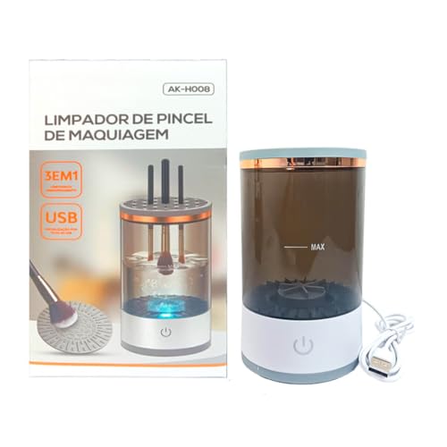Lavador de Pincéis de Maquiagem, Limpador 3 em 1 com Secagem Rápida e Desinfecção UV