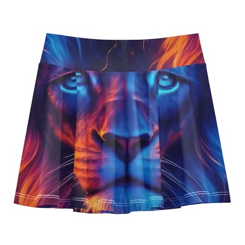 Fun Cute Girls Skorts Athletic Shorts Tennis Skirts Kids Teen Cheer Majestic Lions Head Glowing 4t2