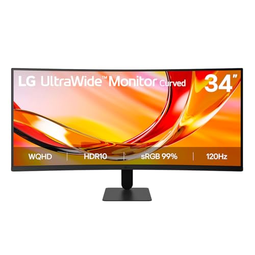 Image of LG 34U601B 86cm (34 Inch) 21:9 UltraWide WQHD (3440x1440) Curved Monitor(1800R), 120Hz, Flicker Safe, sRGB 99% (Typ.), HDR10, Anti-Glare, 3-Side Virtually Borderless, HDMI, DP, Tilt Adjustable, Black