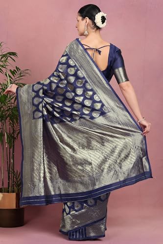 Image of Subham Saree for Woman Silk Cotton Kanjivaram | Soft Daily Wear Golden Zari Sari with Jacquard Blouse Piece